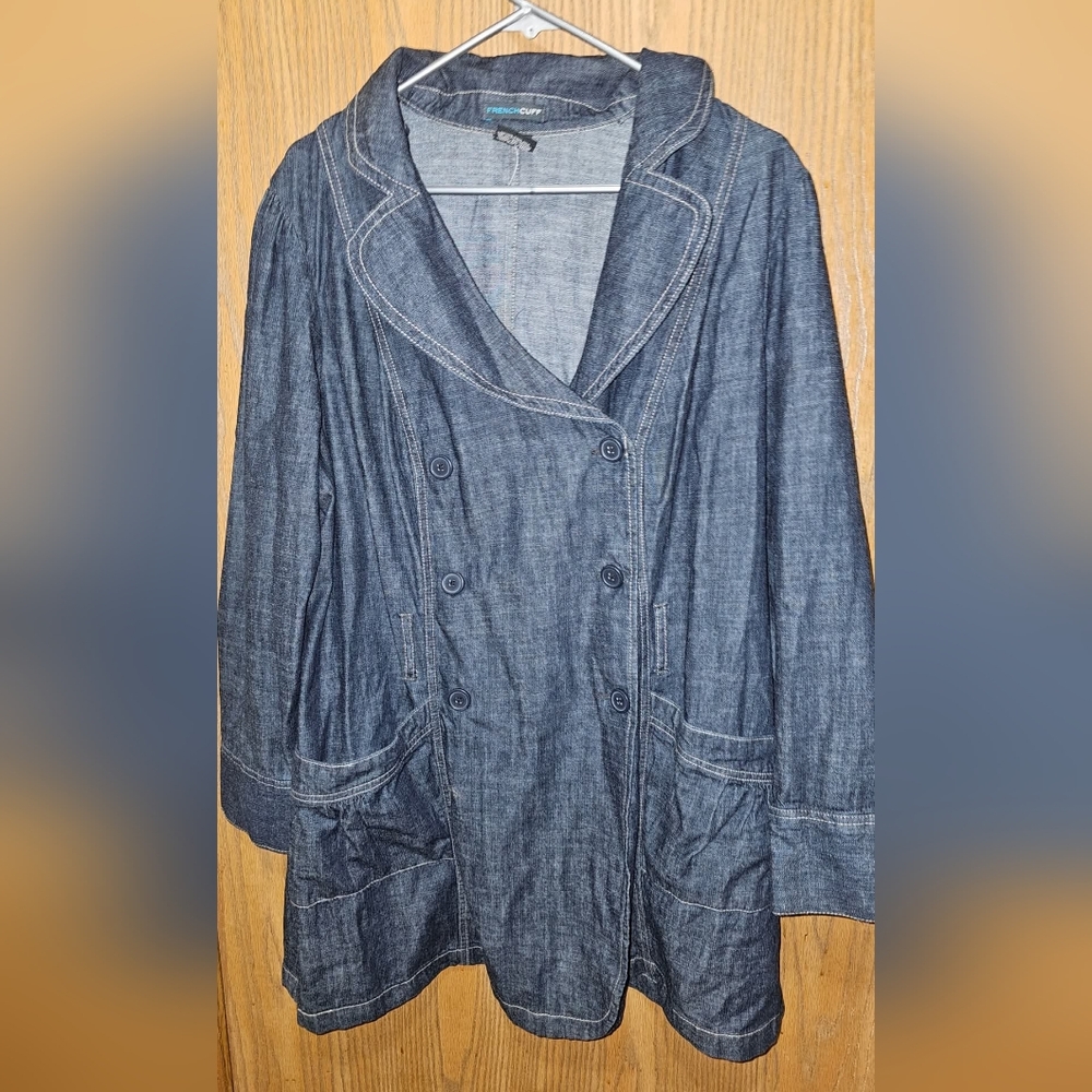 French Cuff 1X Women's Denim Jean Jacket
